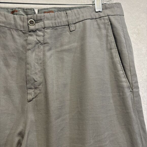 Zanella Linen Blend The Noah Grey Static Plaid Flat Front Stretch Pants Size 36 - Picture 6 of 16